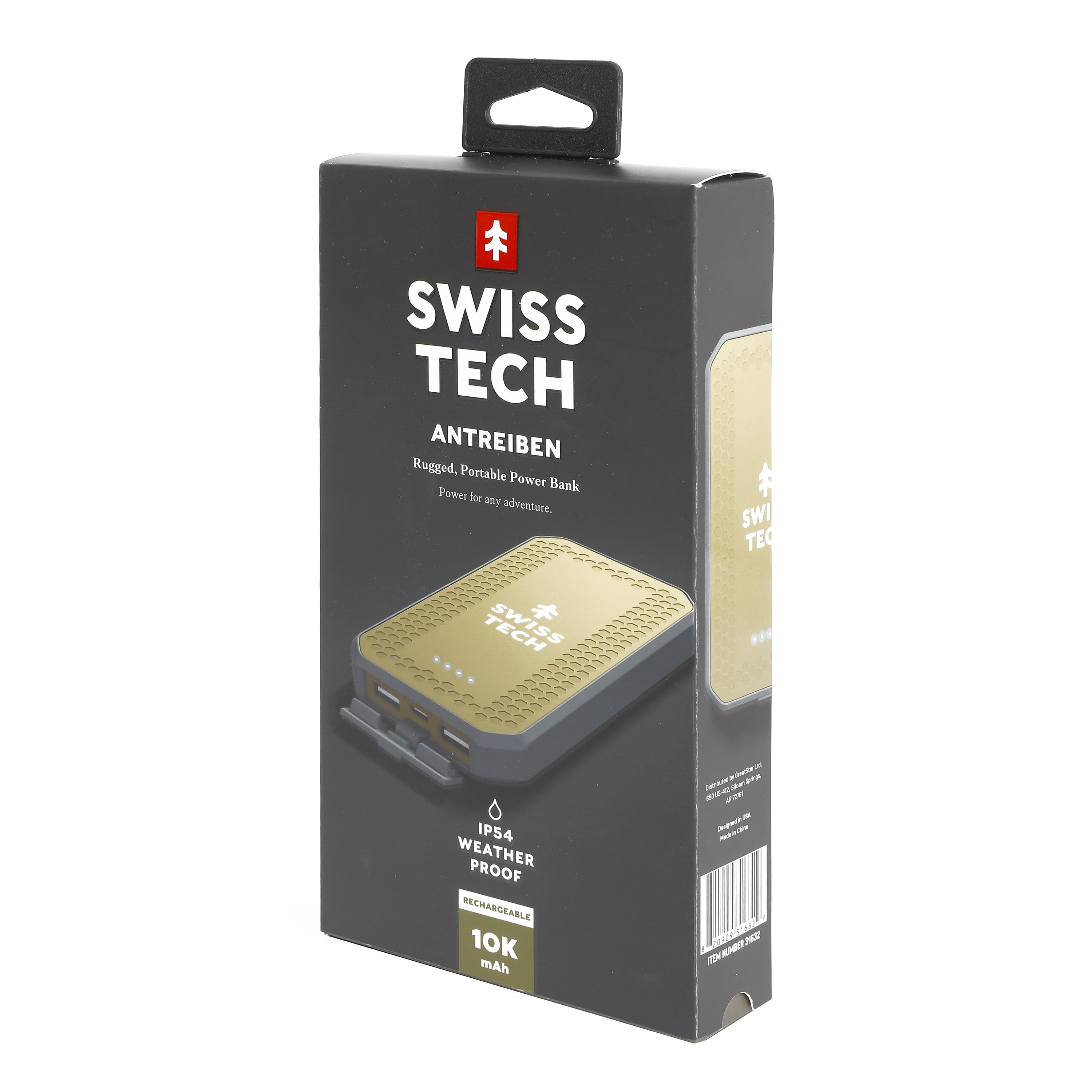 10000Mah Portable Power Bank, Dual USB-C/USB-A, IPX4 Weatherproof, Durable Design