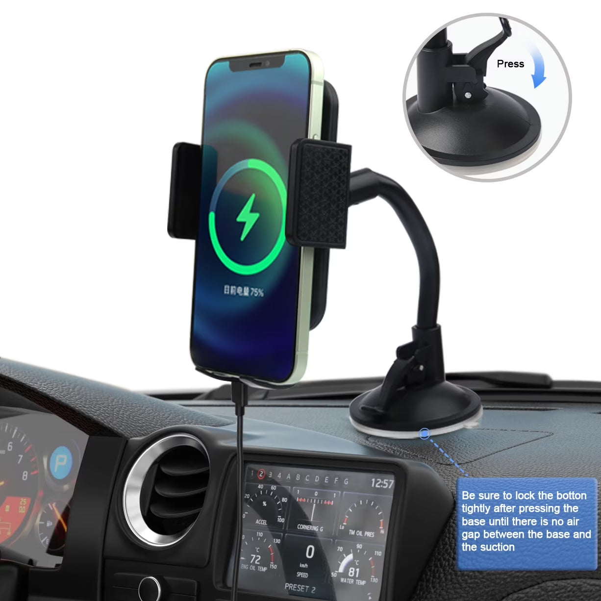 Dashboard & Windshield Cell Phone Mount, Black